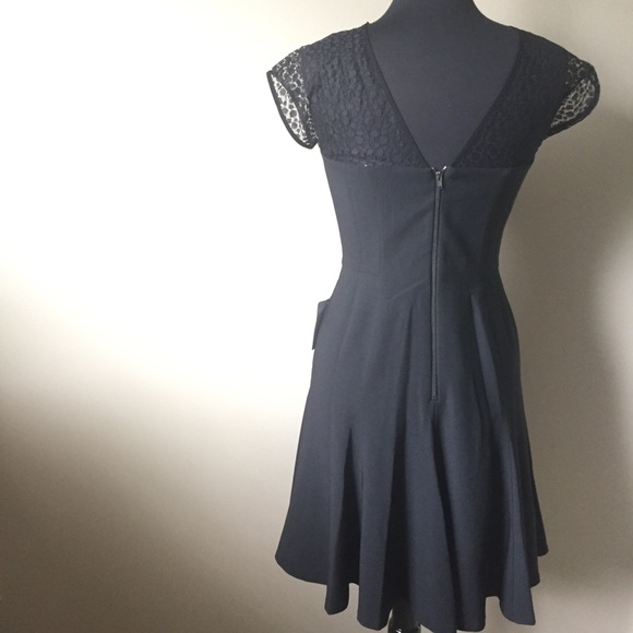 Maggy London Black Knee Length Lace Top Dress - Picture 3 of 5